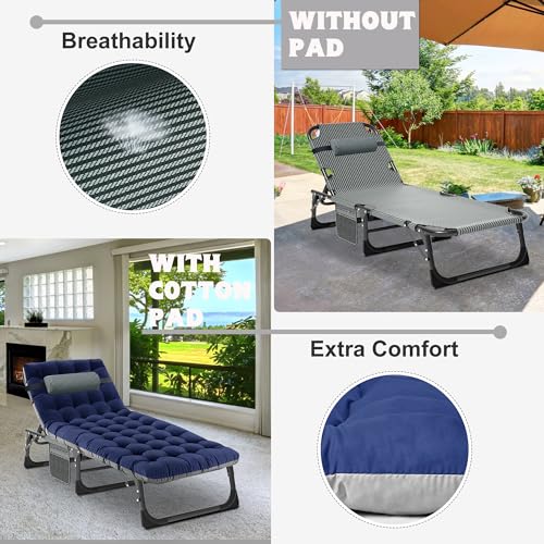 ABORON Folding Camping Cot with Mat for Adults, Heavy Duty Outdoor Bed with Carry Bag C211720