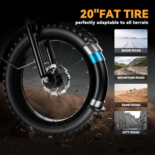 1000W Folding Electric Bike 48V 20AH Removable Battery 20" Fat Tire for Adults S359635