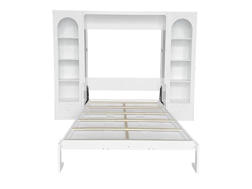 Queen Size Murphy Bed with Desk & Charging Station, White K505073