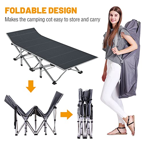 DoCred Folding Camping Cot with Mattress, 2 Pack, Heavy Duty for Adults, Portable with Carry Bag C814529