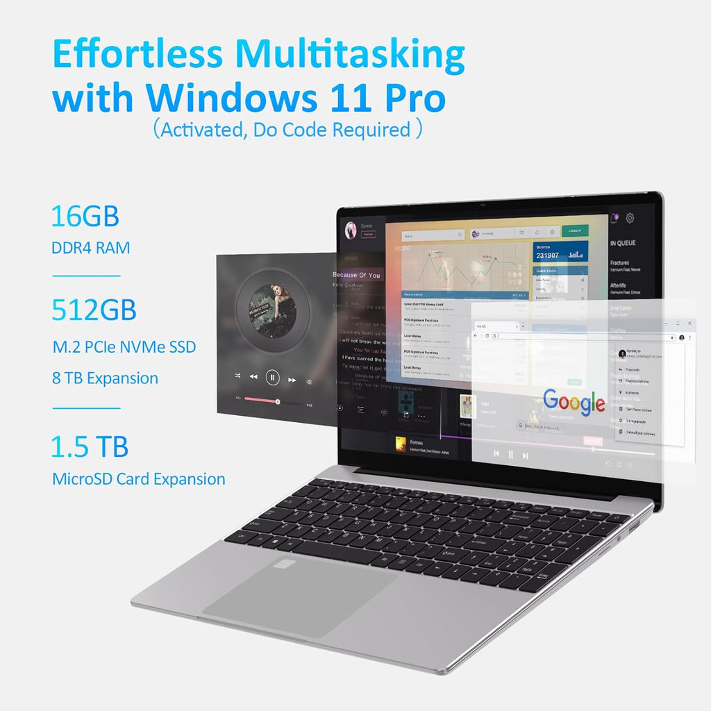 AMD Ryzen 7 5700U Laptop, 16GB RAM, 512GB SSD, 15.6" FHD, Windows 11 Pro M19239