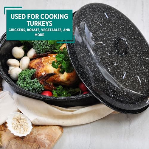 Mirro 15" Black Covered Oval Roaster with Lid Y9478