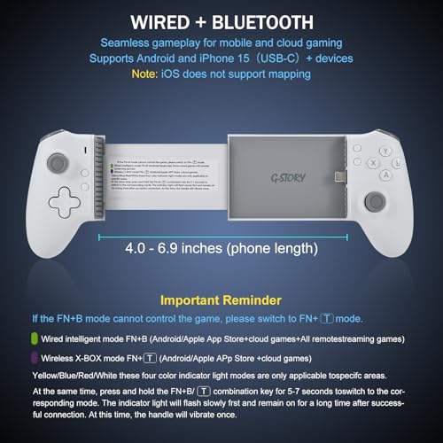G-STORY Mobile Gaming Controller USB-C Wired & Bluetooth for Android, Dual Hall Joysticks R841650