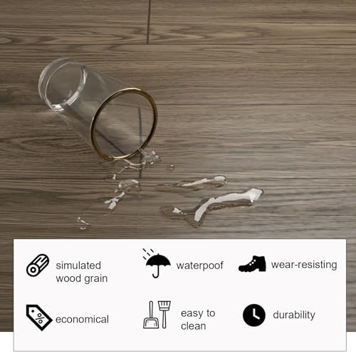 Oxdigi Peel and Stick Vinyl Flooring Roll 23"x393" Waterproof Wood Plank U1250