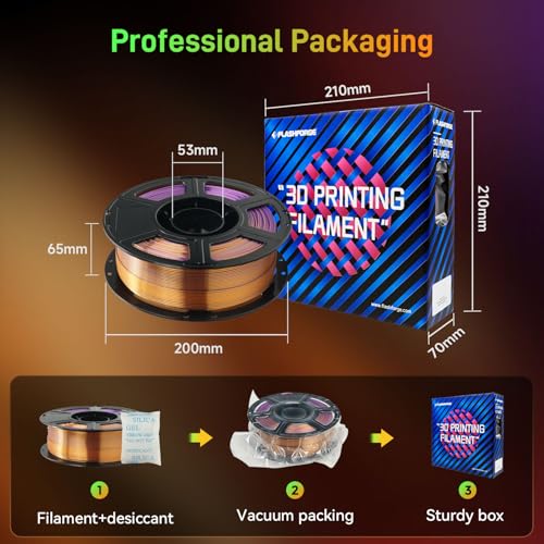 FLASHFORGE Silk PLA 3D Printer Filament 1.75mm 1KG, Multicolored Gradient V83097