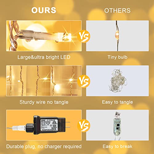 JMEXSUSS 300 LED Remote Control Christmas Curtain Lights, Warm White V64841