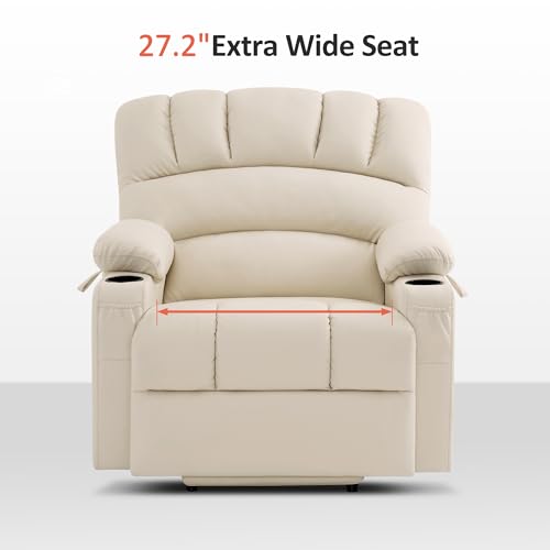 MCombo Oversized Power Lift Recliner Chair for Elderly with Heat and Massage, Faux Leather, Dark Brown N537