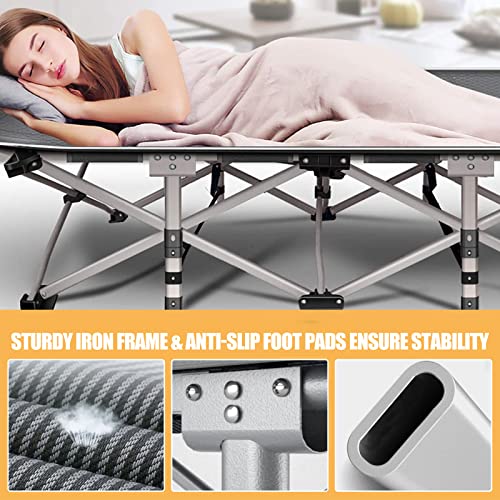 DoCred Folding Camping Cot with Mattress, 2 Pack, Heavy Duty for Adults, Portable with Carry Bag C814529