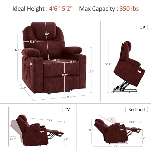 MCombo Small Power Lift Recliner Chair for Elderly with Heat and Massage, USB & Type C Ports J262