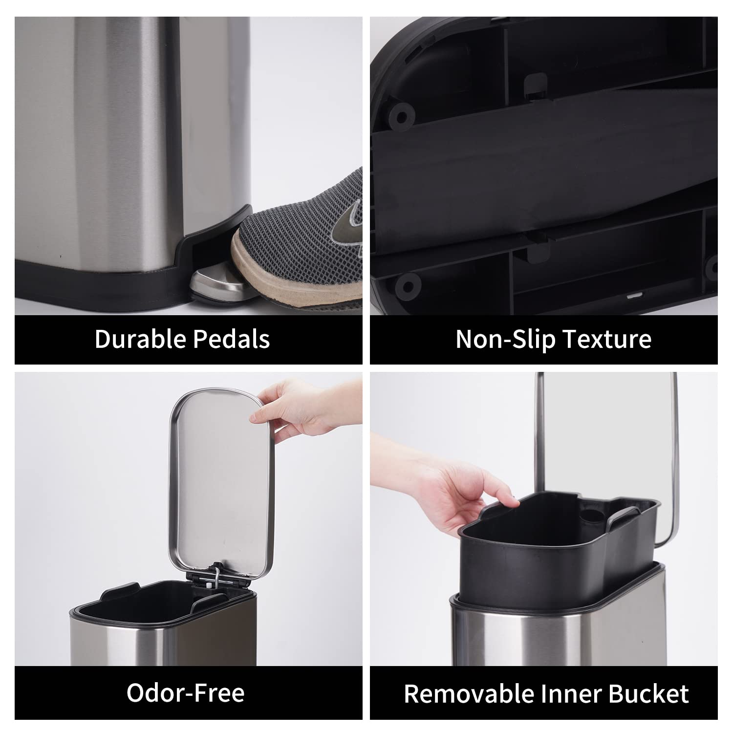 Stainless Steel Bathroom Trash Can with Lid 10L Silver N771