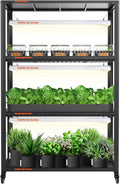 Spider Farmer SF600 Growshelves LED Grow Light Plant Stand 3 Tier with Wheels Metal Portable Indoor Gardening System Full Spectrum for Indoor Plants Seedlings 46Lx15Dx70H (3xSF600+Plant Shelf)