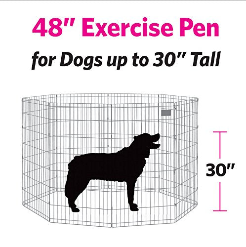 New World Folding Metal Dog Exercise Pen, 24-Inch Tall, Black E-Coated Q53206