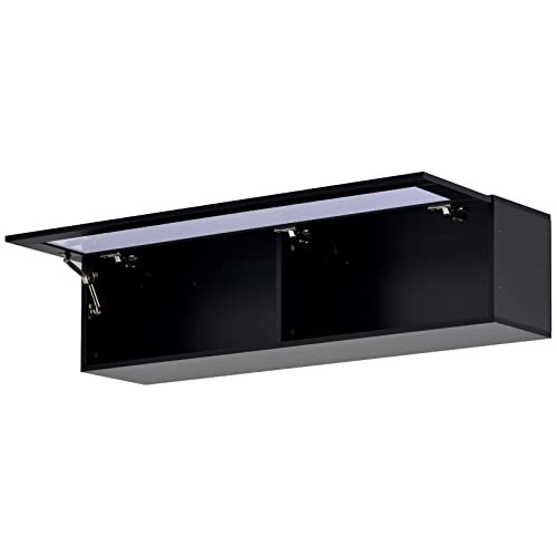 Wall Mount Floating TV Stand with Media Storage, RGB LED Lights, Black C5241