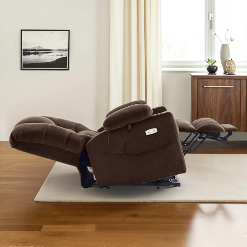 MCombo Large Triple Motor Power Lift Recliner Chair with Massage and Dual Heating, Grey D316