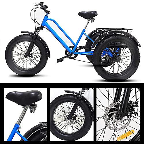 Adult Mountain Tricycle 7-Speed 20 Inch Fat Tire Trike with Basket G349844