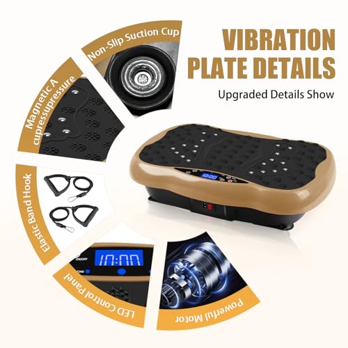 Vibration Plate Exercise Machine for Full Body Fitness with Resistance Bands and Remote F93086