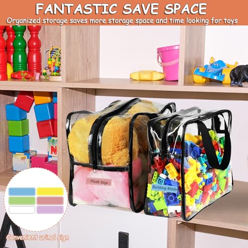 6 Packs Large Toy Storage Bags with Labels, Clear PVC Organizer with Zipper W66156