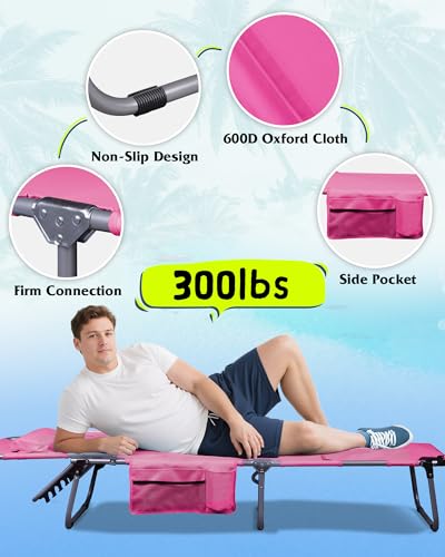 WLIVE Military Camping Cot, Portable Folding Cot with Carry Bag, Supports 300 Lbs, Silver Greige R758042