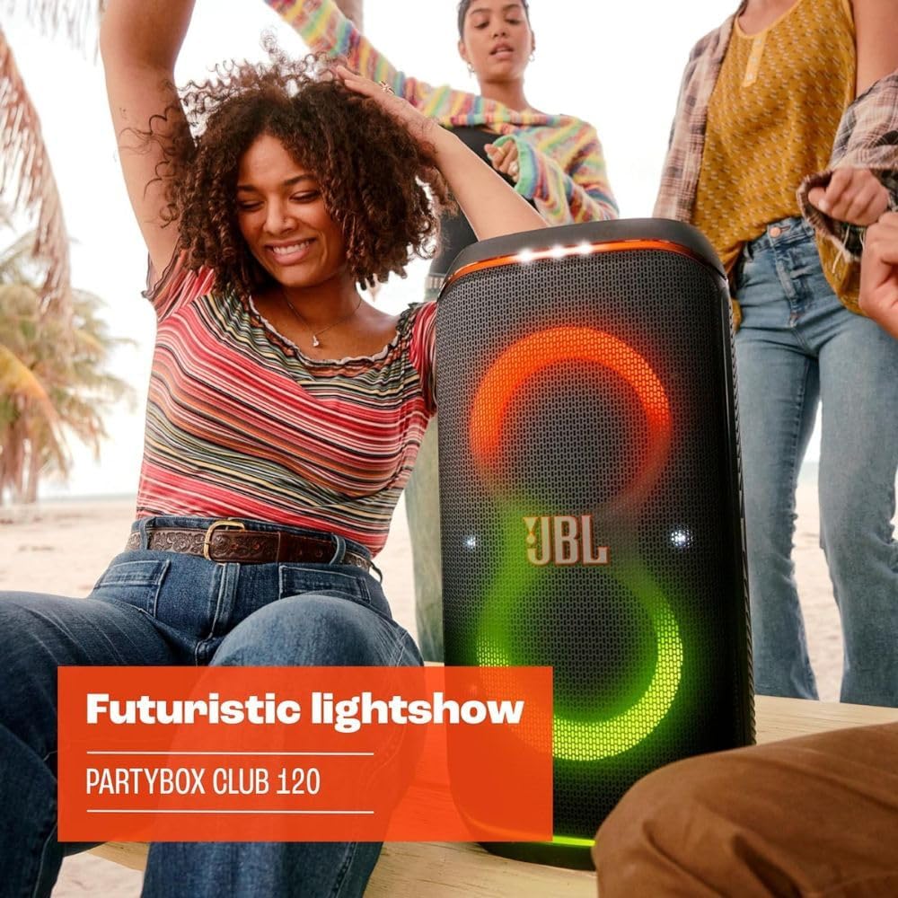 JBL PartyBox Club 120 Portable Speaker with Foldable Handle and Wired Vocal Mic, Black O433748