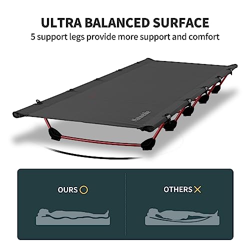 Naturehike GreenWild Ultralight Folding Camping Cot, Portable Bed for Adults, Black E2550