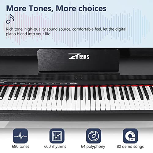 ZHRUNS Digital Piano 88 Key Weighted Keyboard with Sustain Pedal, White M963453