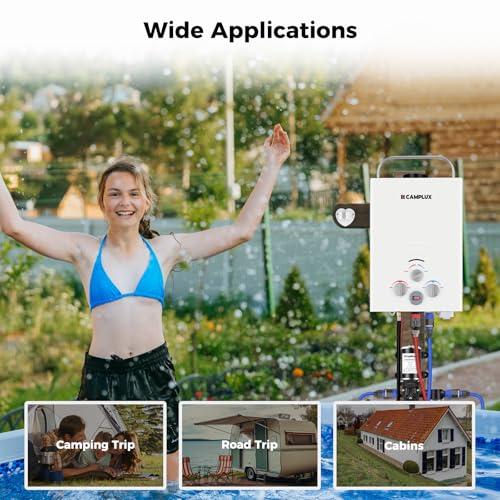CAMPLUX 2.64 GPM Propane Portable Gas Water Heater, 68,000 BTU, White Y83276