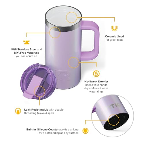 RTIC 20oz Road Trip Travel Mug with Lid and Handle, Insulated Stainless Steel P393441