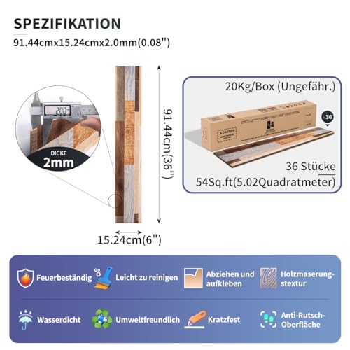 Self Adhesive Vinyl Flooring Planks Wood Effect Waterproof Grey 36pcs U963416