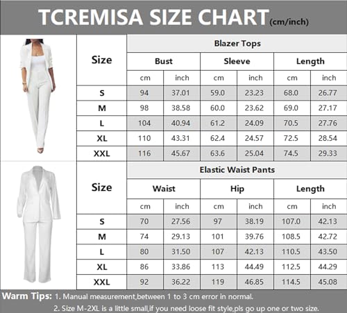 Tcremisa Women's 2 Piece Pant Suit Set with Blazer and Slim Fit Pants H82670