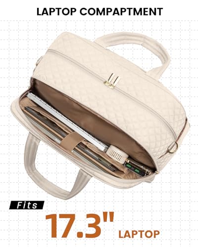 LOVEVOOK Large Travel Duffle Bag with Laptop Compartment for Women, Beige S759