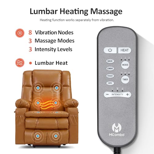 MCombo Dual Motor Power Lift Recliner Chair for Elderly with Heat and Massage, Black E570141