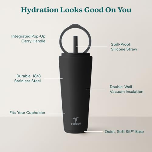 Halo 32 oz Stainless Steel Vacuum Insulated Tumbler with Flip Handle Lid, Lilac Bud H350