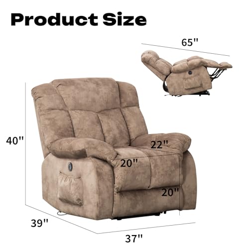 CANMOV Dual Motor Power Lift Recliner Chair for Elderly, Extra-Wide Seat, Heated Massage, Grey Fabric C219