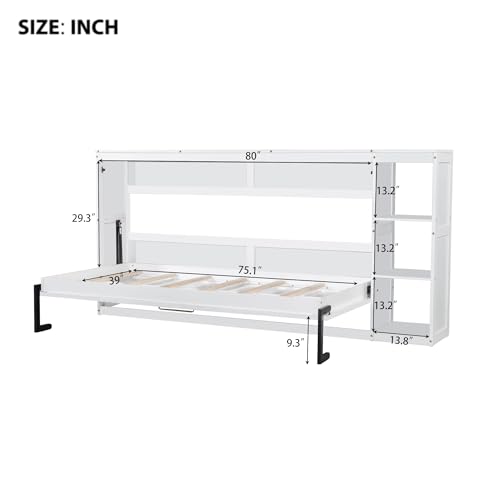 Murphy Cabinet Bed Frame with Charging Station, Full-Size Foldable Wall Bed Z526