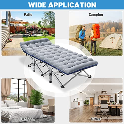 DoCred Folding Camping Cot with Mattress, 2 Pack, Heavy Duty for Adults, Portable with Carry Bag C814529
