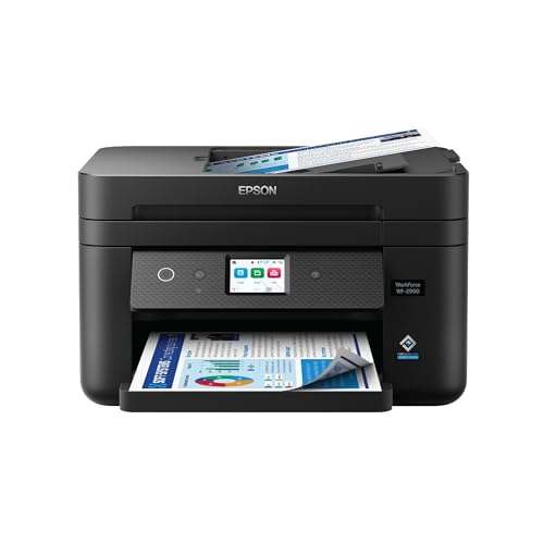 Epson Workforce WF-2930 Wireless All-in-One Printer with Scan, Copy, Fax, Auto Document Feeder, Automatic 2-Sided Printing and 1.4" Color Display,Black