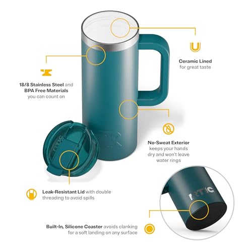RTIC 20oz Road Trip Travel Mug with Lid and Handle, Insulated Stainless Steel P393441