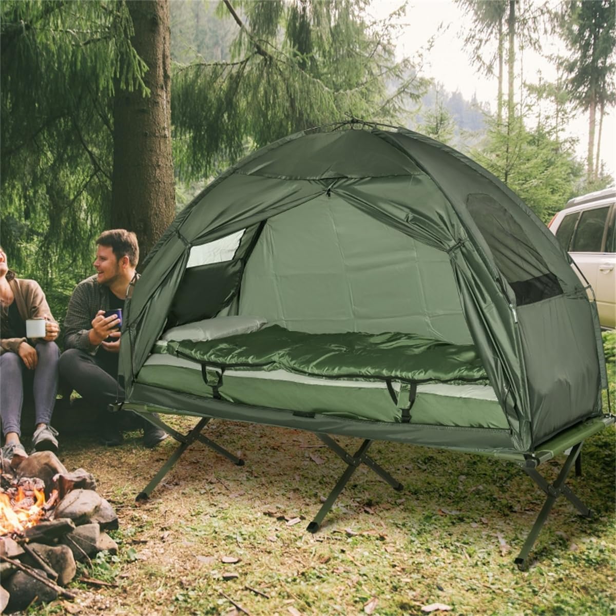 Portable Folding Camping Cot for Adults with Sleeping Bag Z963