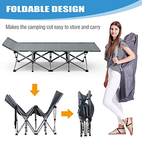 DoCred Folding Camping Cot with Mattress, 2 Pack, Heavy Duty for Adults, Portable with Carry Bag C814529
