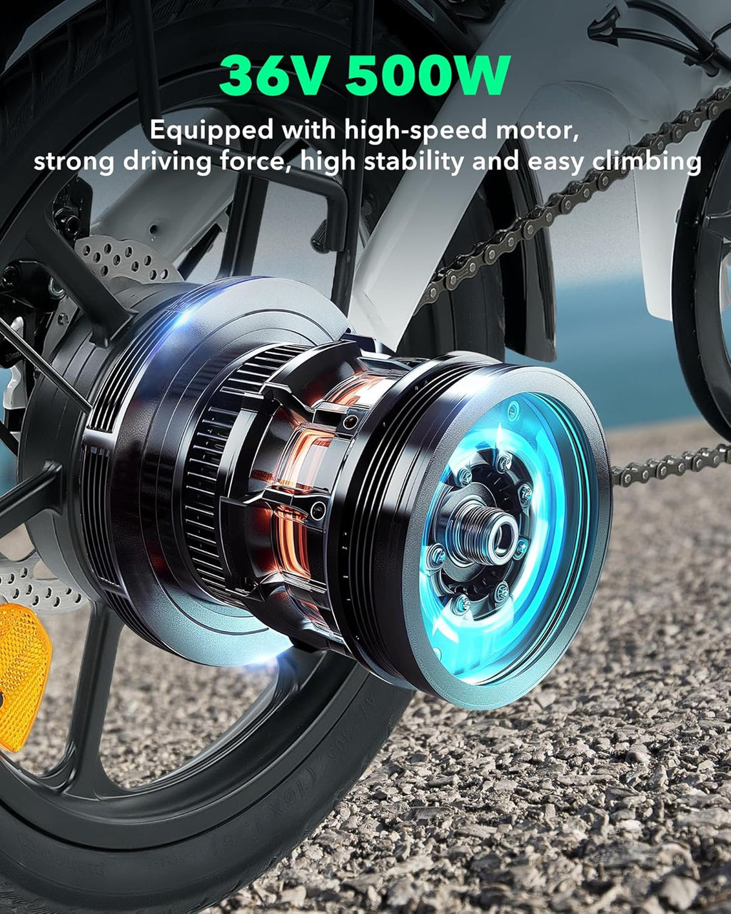 isinwheel U3 16" Foldable Electric Bike for Adults, 500W, 45 Miles Range R1392