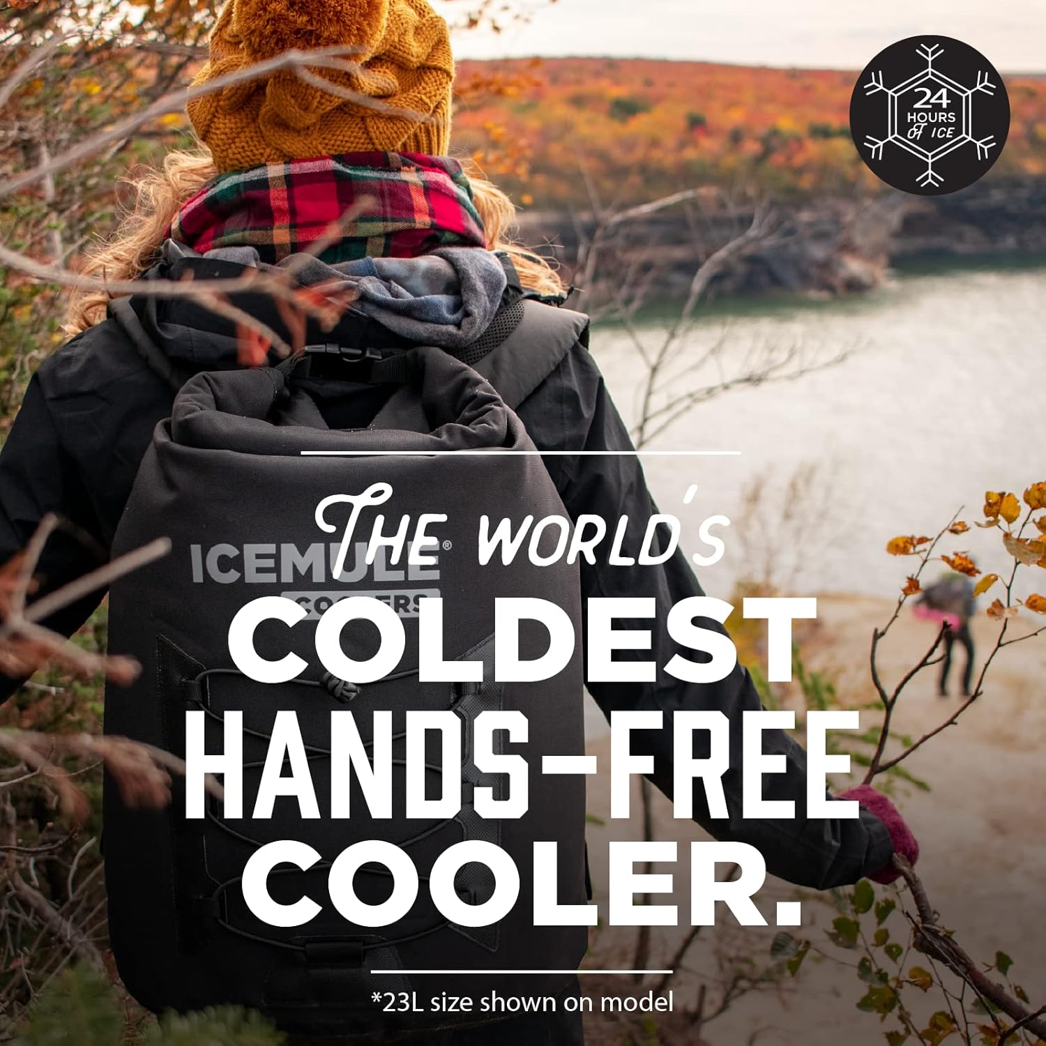 ICEMULE Pro Large Collapsible Backpack Cooler, 23 Liter, Waterproof, Olive H234