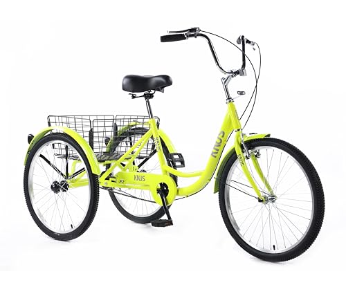 KNUS Adult Single Speed 26 Inch 3 Wheel Cargo Tricycle with Large Shopping Basket F954679