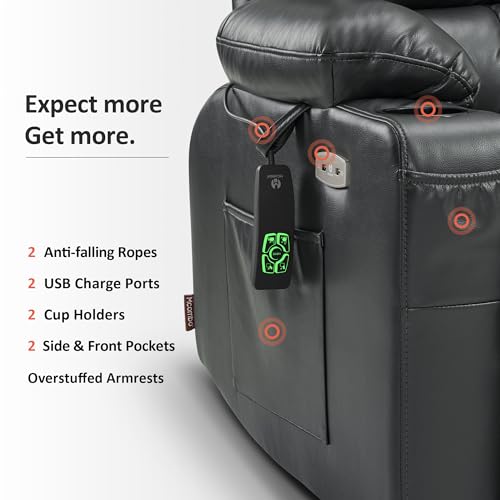 MCombo Dual Motor Power Lift Recliner Chair for Elderly with Heat and Massage, Black E570141
