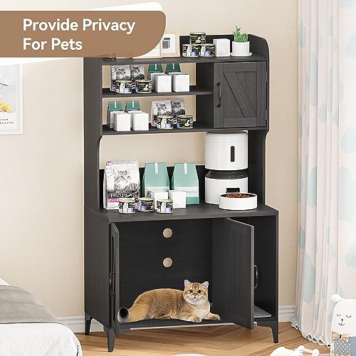 Cat Litter Box Furniture with Shelf Storage, Grey M3162