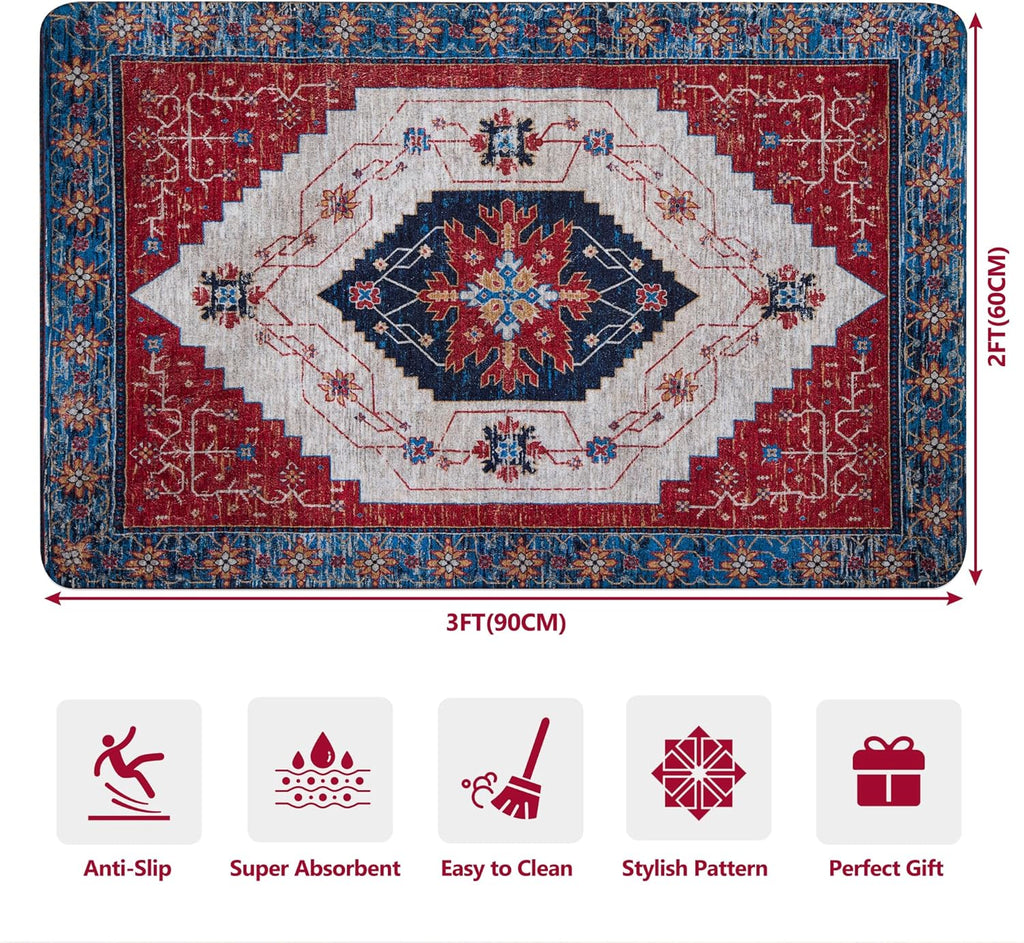 Boho Vintage 2'x3' Non Slip Washable Entryway Rug S737564
