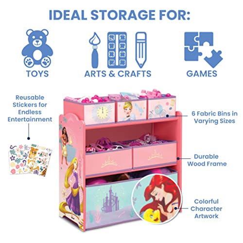Delta Children 6 Bin Toy Storage Organizer, Disney Princess G9256