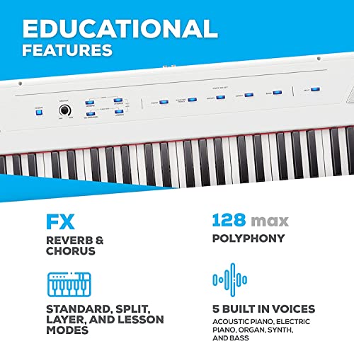 Alesis Recital 88 Key Digital Piano Keyboard with Semi Weighted Keys Q3138