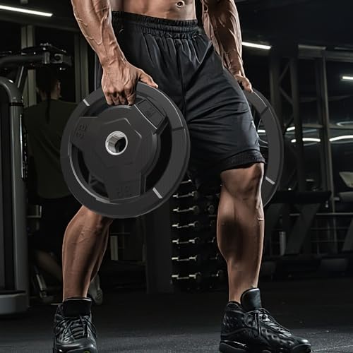 Rubber Coated Olympic Weight Plate 2-Inch for Barbell Strength Training D573330