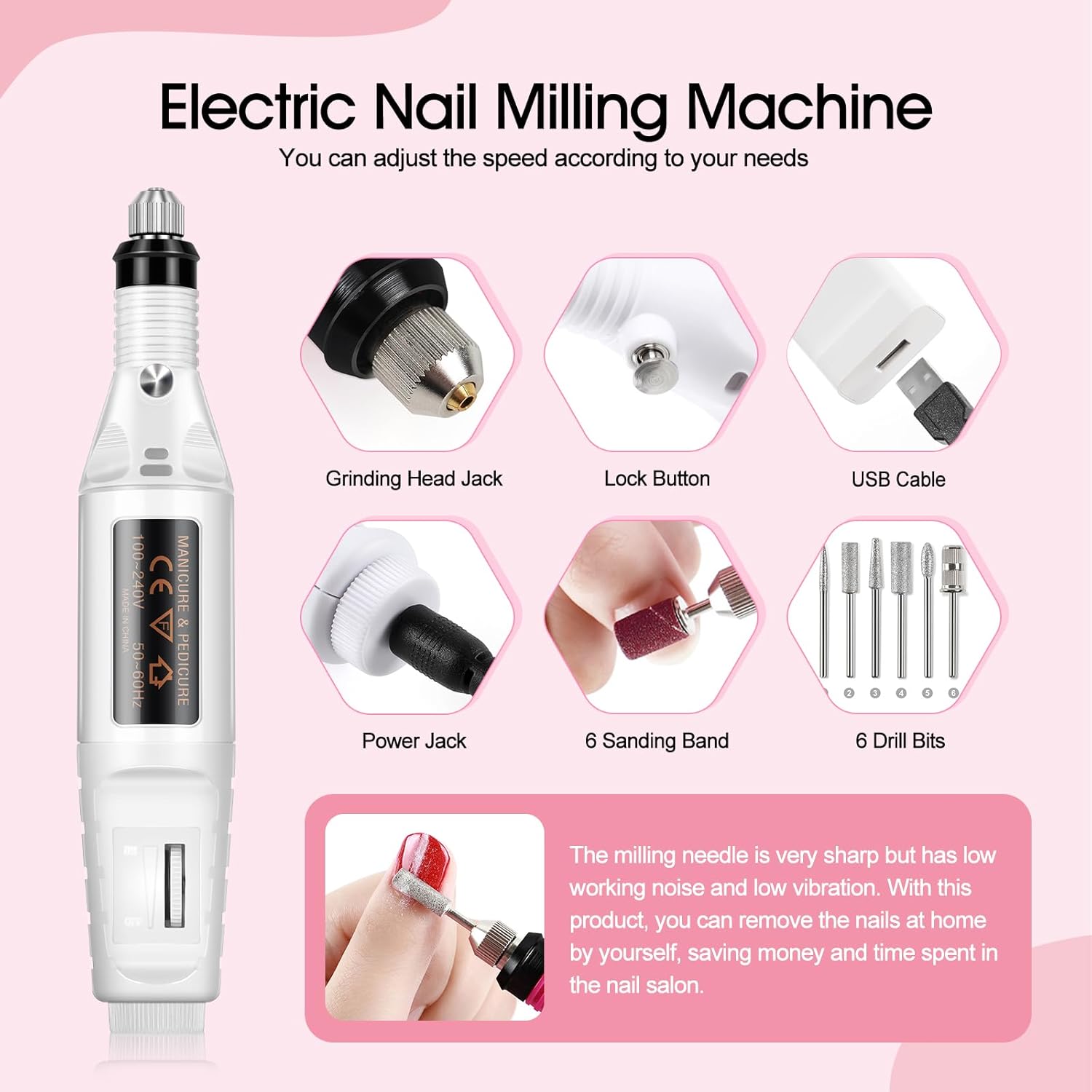 Acrylic Nail Kit with Drill and UV Light for Beginners G62524