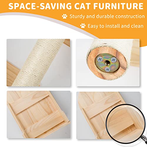 Cat Wall Shelves with Scratching Post, 3-Step Indoor Climbing Set H1185